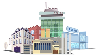 Multiple buildings and facilities graphic