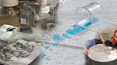 Blue substance spilled on a material