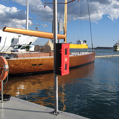 break glass fire extinguisher on the docks